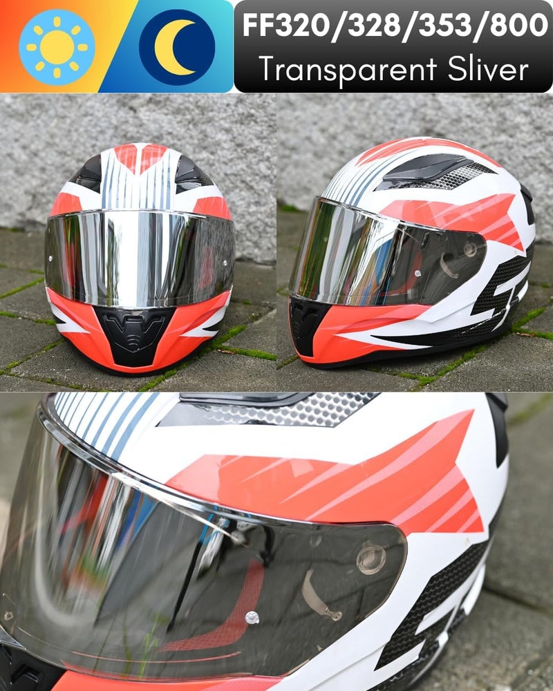 Logto Compatible with LS2 FF353/320/328/800 Helmets Visor Tint Replacement Motorcycle Helmet Face Shield (Transparent Silver) - Image 5